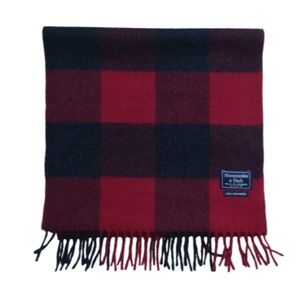 Abercrombie & Fitch Cashmere Unisex Black and Red Checkered Long Scarf Shawl